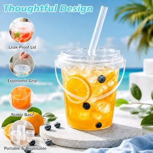 Gobelets personnalisés à emporter de 32 oz pour fruits, grands gobelets en plastique PP, 1000 gobelets pour thé au lait Boba, bière, avec poignée - Product Image 3