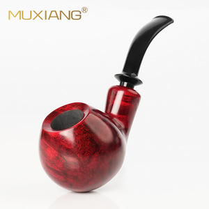 Muxiang Bent Briar Wood Tobacco Pipe 3mm Filter Handmade Vintage Style For Men - Product Image 3