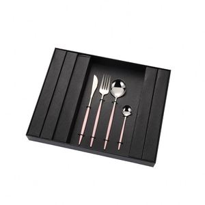 Wholesale Metal Silverware Kitchen 24pcs Tea Coffee Black Dessert Gold Flatware <b>Spoon</b> and Fork Cutlery Set Stainless Steel - Product Image 5