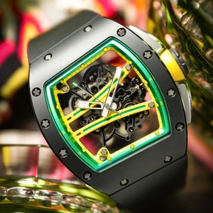 Premium Sport Luxury <b>Skeleton</b> <b>Watch</b> Men Black Tonneau Design Sapphire Crystal Ceramic <b>Automatic</b> <b>Watch</b> - Product Image 1