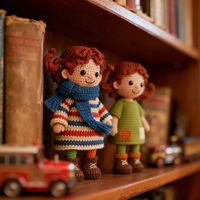 Deux mini-poupées aux cheveux rouges, jolies poupées faites à la main