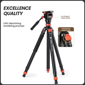 Trípode de amortiguación suave profesional para cámara, Base de nivelación rápida, trípode de cámara, cabezal fluido de disparo <span class=keywords><strong>Vertical</strong></span>, trípode portátil - Product Image 2
