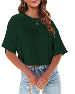 Custom High Quality Screen Print Plain <strong>Basic</strong> <strong>Tee</strong> Shirts Wholesale 180GSM Soft Cotton Oversized Cropped Tshirt Women - Product Image 4