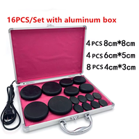 Pierres de massage chaudes pour spa, 16 pièces, pierres de massage avec boîte de chauffage en aluminium, kit de massage chauffant, pierres d'énergie en basalte