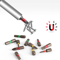 Juego de puntas de destornillador de acero S2 de 25 mm, 24 piezas, 6 extractores de tornillos, kit de herramientas magnéticas OEM listo para impacto manual, estuche rígido para tornillos dañados