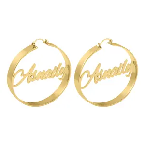 Wholesale Custom Hoop Earrings Personalized Chunky Big Hoop Name Earrings Gifts For Women Girls