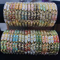 Bracelet tendance et luxueux en émail fin de 0,6 mm avec motif floral, incrustations de strass et motif ajouré pour femme - Vente en gros