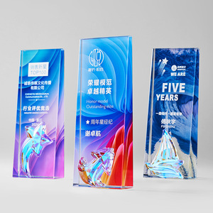 Custom Crystal <b>Trophies</b> With Color Printing Laser <b>Engraved</b> Glass Awards For Conference Business Gifts Various Sizes - Product Image 4