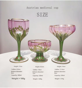 Verre moderne de style bohème simple, peint à la main, rose, écologique, avec motif crème glacée, capacité 300 ml - Product Image 6