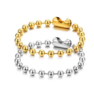 Высокое качество мужские ювелирные изделия подарок 18K позолоченный браслет из нержавеющей стали 6 мм шариковая цепь для мужчин и женщин