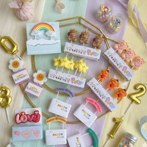 Candeline di Compleanno a Forma di Cane Sorridente con Fiore e Orsacchiotto, Decorazioni per Torte e Accessori per Feste - Product Image 4