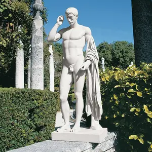 A grandezza naturale nude umani di arte intagliato a mano naturale marmo uomo maschio statua di figura per esterno o mostra d'arte