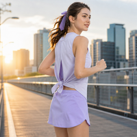 Débardeur de yoga 2-en-1 pour femme, 130 GSM, dos en maille, coupe ample, séchage rapide, idéal pour la gym, le fitness, la course et l'entraînement