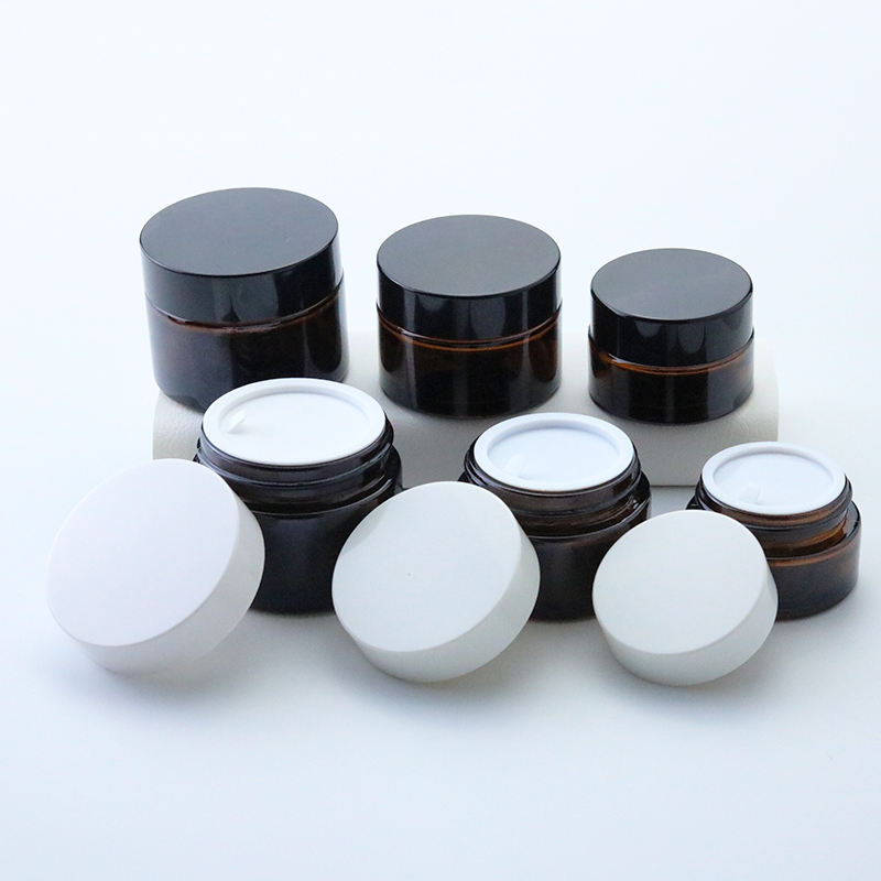 Pot ambre + couvercle blanc