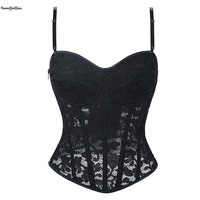 Body bustier corset sans manches pour femme grande taille, en dentelle florale et maille transparente, à fines bretelles, coupe ajustée, style lingerie débardeur