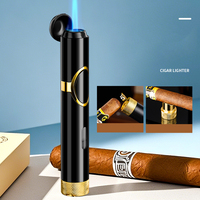 Briquet à cigares multifonctionnel amélioré, à flamme unique, en métal, avec logo personnalisé, coupe-cigares coupe-vent, accessoires pour cigares