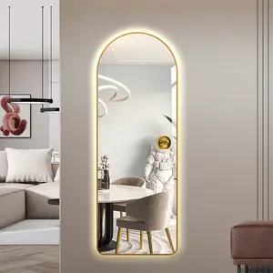 Bogenform Abnorm ität Aluminium legierung Rahmen intelligente LED Ganzkörper spiegel Schmink spiegel passend Spiegel Abnorm ität Licht Luxu