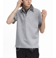 T-shirt à manches courtes décontracté pour hommes grande taille personnalisé vintage surdimensionné pour col polo en coton uni tricoté en blanc