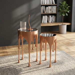 Mesa de Centro Moderna con Tapa de Cristal y Diseño de Goteo para Muebles de Sala de Estar - Product Image 1