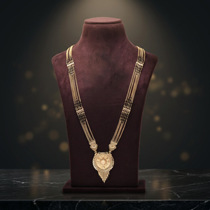 Collar Largo con Colgante Chapado en Oro de 24K al por Mayor, Mangalsutra con Cuentas Negras de Imitación, Diseños Tradicionales, Joyería de Oro - Product Image 2