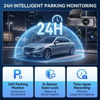 Caméra de tableau de bord double 4K économique avec chipset 220CN, enregistreur vidéo de voiture avant et arrière 1080P, contrôle via application WiFi, capteur G et surveillance de stationnement DVR