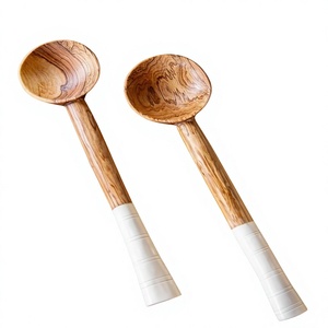 The HANDICRAFT HUB Wood Salad Servers Set with White Handles Eco-Friendly Dishwasher <b>Safe</b> Kitchen Serving <b>Tools</b> - Product Image 1