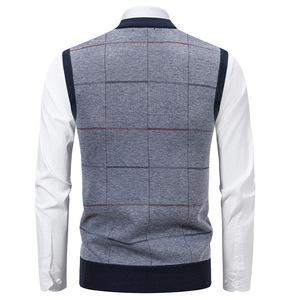 <span class=keywords><strong>Chaleco</strong></span> <span class=keywords><strong>de</strong></span> punto sin mangas <span class=keywords><strong>elegante</strong></span> para hombre <span class=keywords><strong>de</strong></span> otoño/invierno con logotipo personalizado con cuello en V en la parte delantera suéter <span class=keywords><strong>de</strong></span> <span class=keywords><strong>caballero</strong></span> grueso - Product Image 4