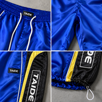 Pantalon de survêtement en satin TaiDe certifié BSCI, avec empiècements latéraux color block, coupe ample et large, taille ajustée, logo personnalisé, OEM ODM, vente en gros