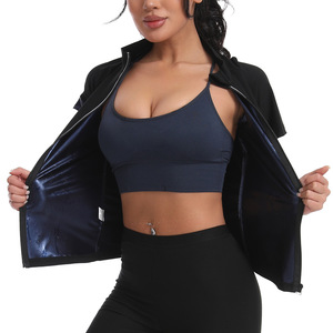 Ensemble de sudation thermique haute performance pour femme, avec revêtement isolant et rétenteur de chaleur, comprenant une veste à col montant zippée et un pantalon - Product Image 1