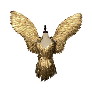 Golden Feather Angel Wings Adult <b>Performance</b> Costume Stage <b>Wear</b> Unisex - Product Image 5