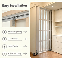 Porte pliante moderne en PVC personnalisée, style minimaliste coréen, étanche, cloison accordéon coulissante pour optimisation de l'espace intérieur