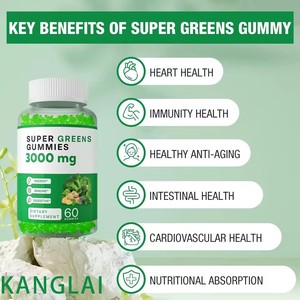 Gummies Super Greens aux légumes et herbes, soutien immunitaire avec spiruline, chlorelle, brocoli, épinards, chou frisé, persil - Product Image 4