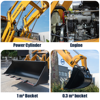 Hengwang 8.4 Ton Diesel Motor Wheel Loader Backhoe Loader Gaya Pemecah Tanah Berkekuatan Tinggi Profesional Sekop Depan Pompa Kawasaki Rendah