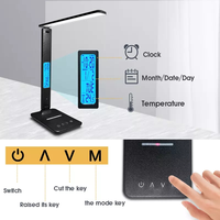 Lampe LED de bureau Portable avec chargeur USB sans fil, nouveauté, fonction de Date et de température, éclairage de Table, horloge, alarme, Rechargeable