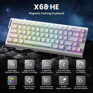 Nuevo Teclado Mecánico para Juegos Attack Shark X68 HE con Cable USB para Laptop, Interruptor Magnético RT 0.01mm, Frecuencia de Muestreo de 8K, RGB - Product Image 3