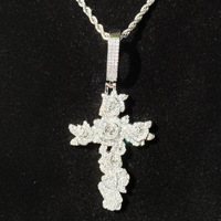 YYN Supply Collier unisexe en cuivre véritable avec zircone cubique, style sportif européen/américain, motif croix et fleur de rose