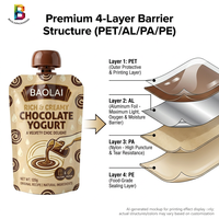 Sachet d'emballage alimentaire pour bébé imprimé sur mesure sans BPA 100g 200g, pochette souple à bec verseur pour chocolat et yaourt