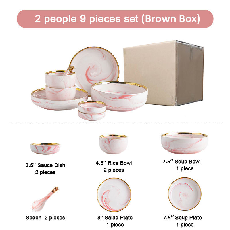 Rose-ensemble 2 personnes (9 pièces)