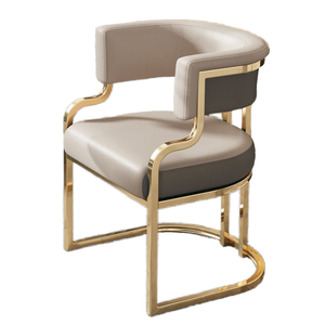 Silla de Comedor Moderna de Lujo en Dorado, Estilo Contemporáneo, Acero Inoxidable y Cuero para Hogar, Hotel y <span class=keywords><strong>Restaurante</strong></span> - Product Image 1