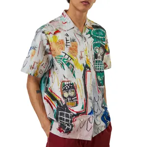 Custom Camp Collar Shirt Short Sleeves Topped Allover Printing Button-down Style Notch Unisex Shirt