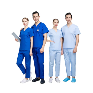 Conjunto de Uniforme Médico Unisex Color Borgoña para Hospital con Parte Superior de Corte Clásico y Pantalones Rectos, 65% Poliéster, 35% Algodón - Product Image 2