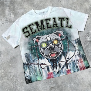 Heavyweight Rhinestone T Shirt Streetwear Graphic Boxy Cropped T-Shirts Custom Designer Acid Wash Distressed Shirts for Men - Product Image 3