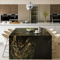 Planche de granit noir YDSTONE avec veines dorées, décoration de comptoir de cuisine, granit noir poli avec veines dorées