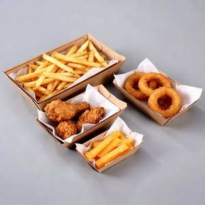 Logotipo personalizado descartável marrom kraft papel barco papel comida bandeja - Product Image 1