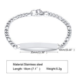 Pulsera Unisex con texto personalizado, joyería con <span class=keywords><strong>nombre</strong></span>, acero inoxidable, grabado, barra en blanco, chapado en oro - Product Image 6