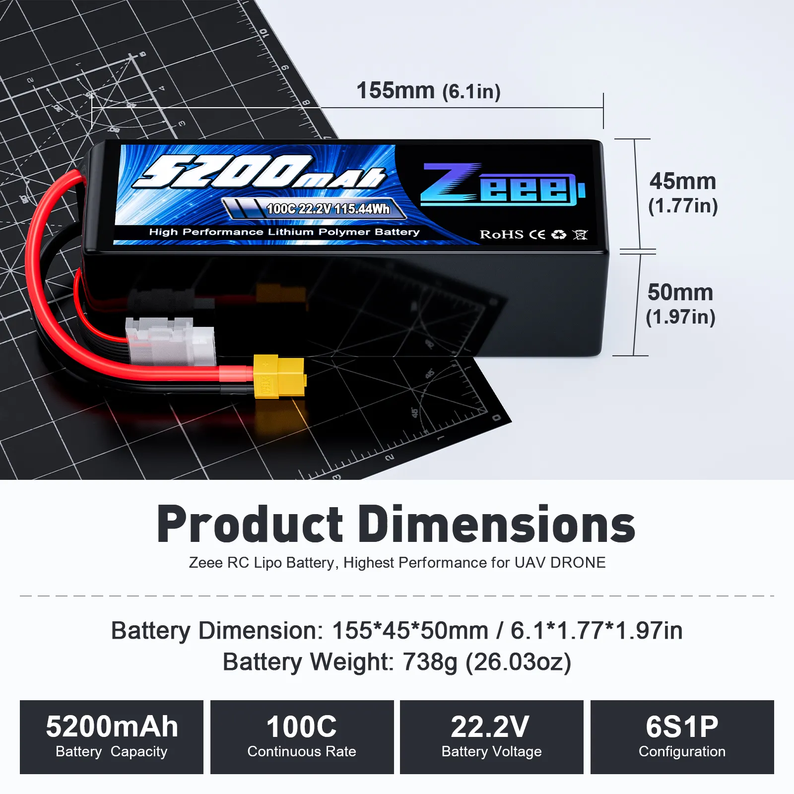 ज़ी एफपीवी ड्रोन बैटरी 6S 22.2V 5200/6500/7000/8000/9000/10000/16000mah एफपीवी के लिए XT60 प्लग लिपो बैटरी पैक के साथ सॉफ्ट केस