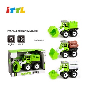 Divertido Die Cast Farm Horse Animal Friction Trailer Vehicles Toy Set Tractor Bulldozer Camión mezclador con animales para niños Regalos - Product Image 5