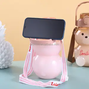 1300ml High Quality Cute Bears Water Bottle Summer Students Portable Plastic Large Capacity Kettle Water Bottle With Straw