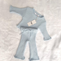 Ensemble de vêtements pour bébé personnalisés, ensembles de pulls en coton côtelé, haut et pantalon, leggings épais, 2 pièces, ensemble de vêtements de détente