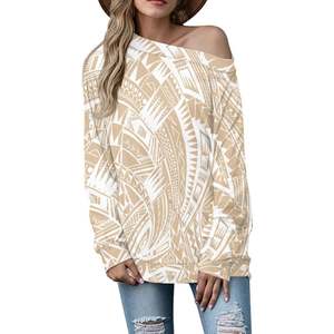 Top suelto Polynesian Tribal <span class=keywords><strong>Tattoo</strong></span> Tops Custom Women's Sexy Off Shoulder Print on Demand Shirt Camisetas Ropa <span class=keywords><strong>de</strong></span> manga larga - Product Image 4